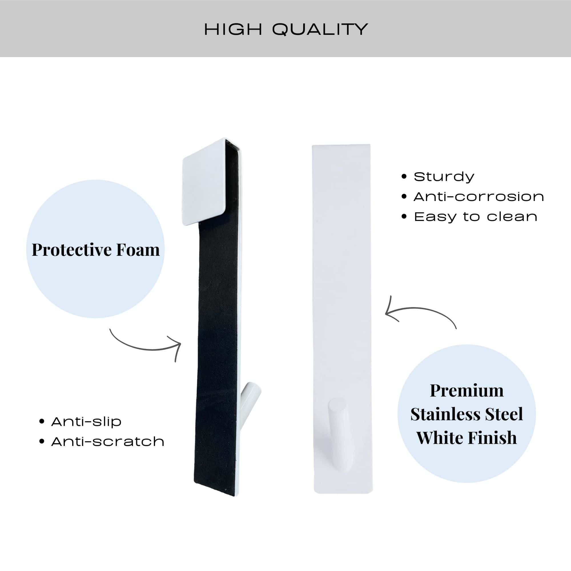 Evideco White Shower Door Hooks – Pack Of 2 – Special For Frameless Glass Shower Doors – Ideal For Towels And Bathrobes Bathroom Storage & Furniture Hooks & Rails Hooks And Rails Over The Door