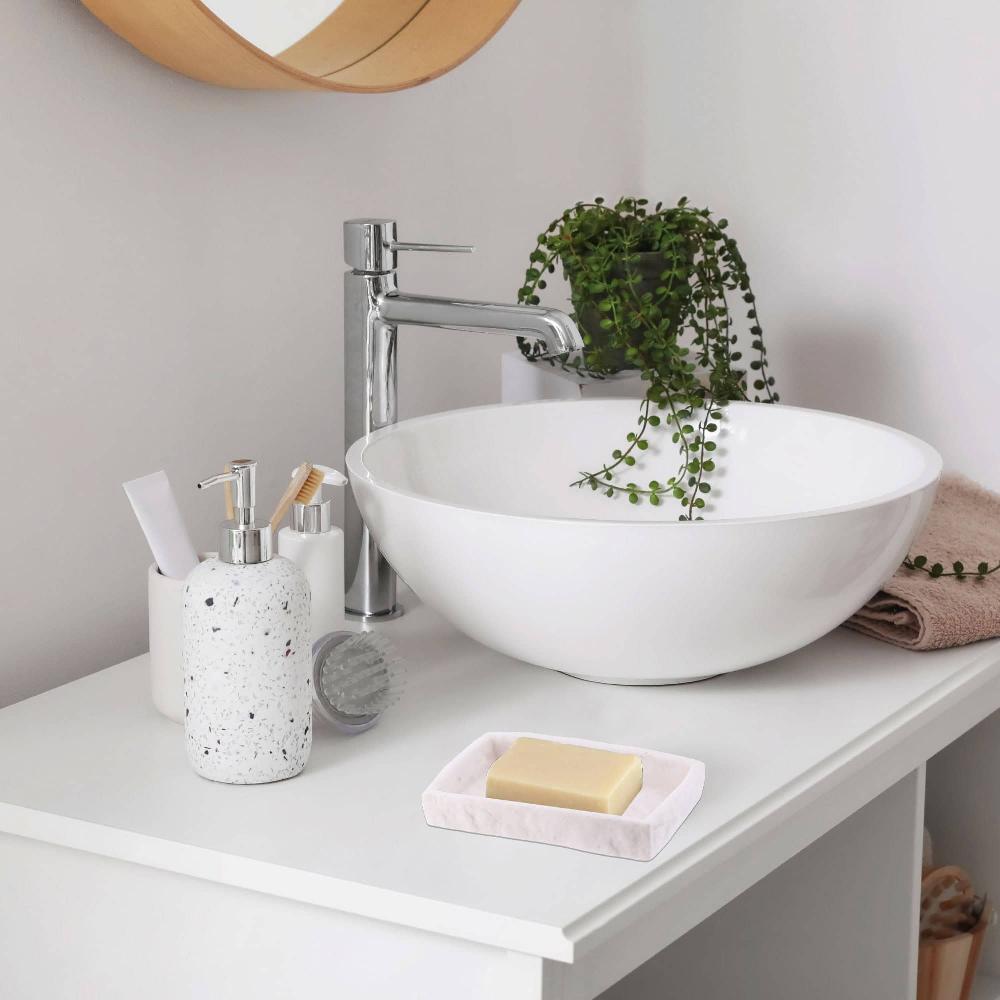 Evideco White Stone Effect Soap Dish Holder Cup Dispenser Tray Bathroom Accessories Soap Dishes