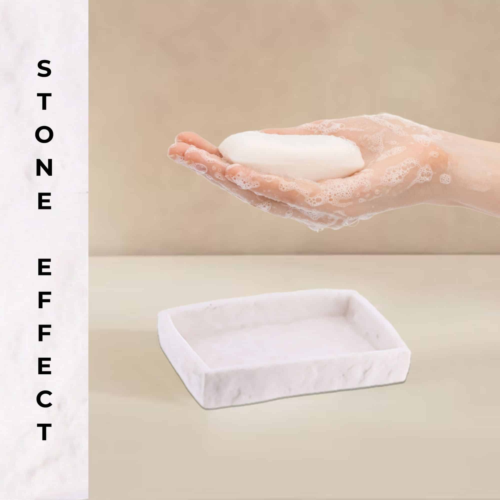 Evideco White Stone Effect Soap Dish Holder Cup Dispenser Tray Bathroom Accessories Soap Dishes