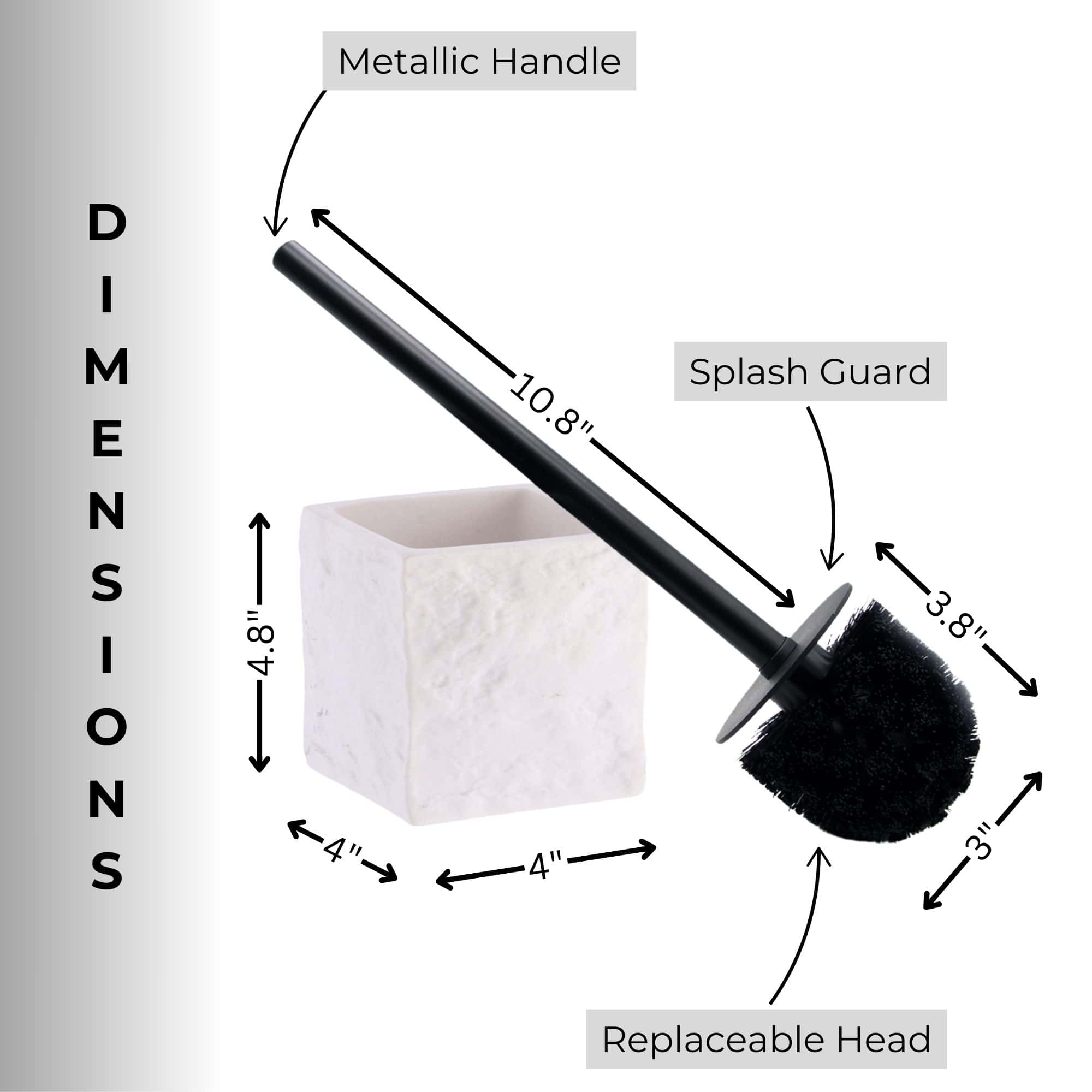 Evideco White Stone Effect Square Toilet Brush And Holder Set Toilet Seats & Accessories Toilet Brushes
