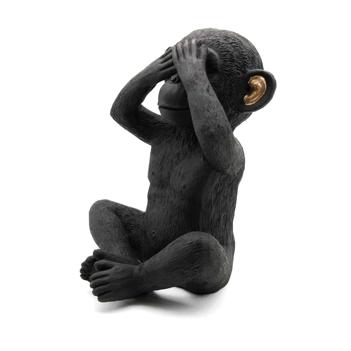 Evideco Wise Monkey See No Evil Statuette Resin Black Gold Home Accessories Statuettes