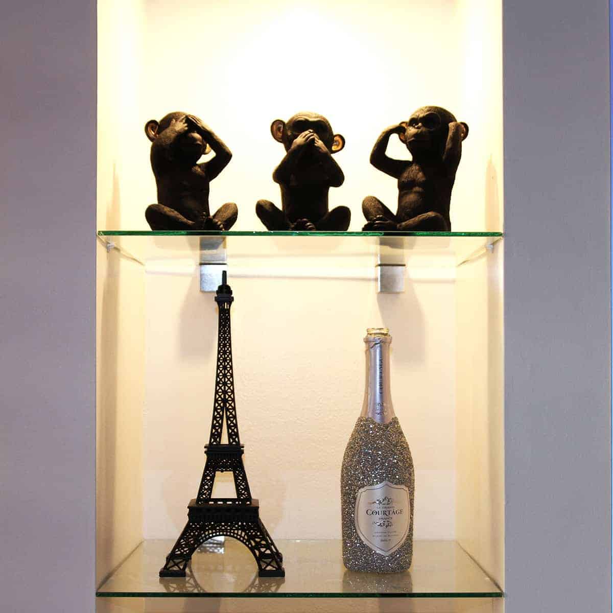 Evideco Wise Monkey Speak No Evil Statuette Resin Black Gold Home Accessories Statuettes