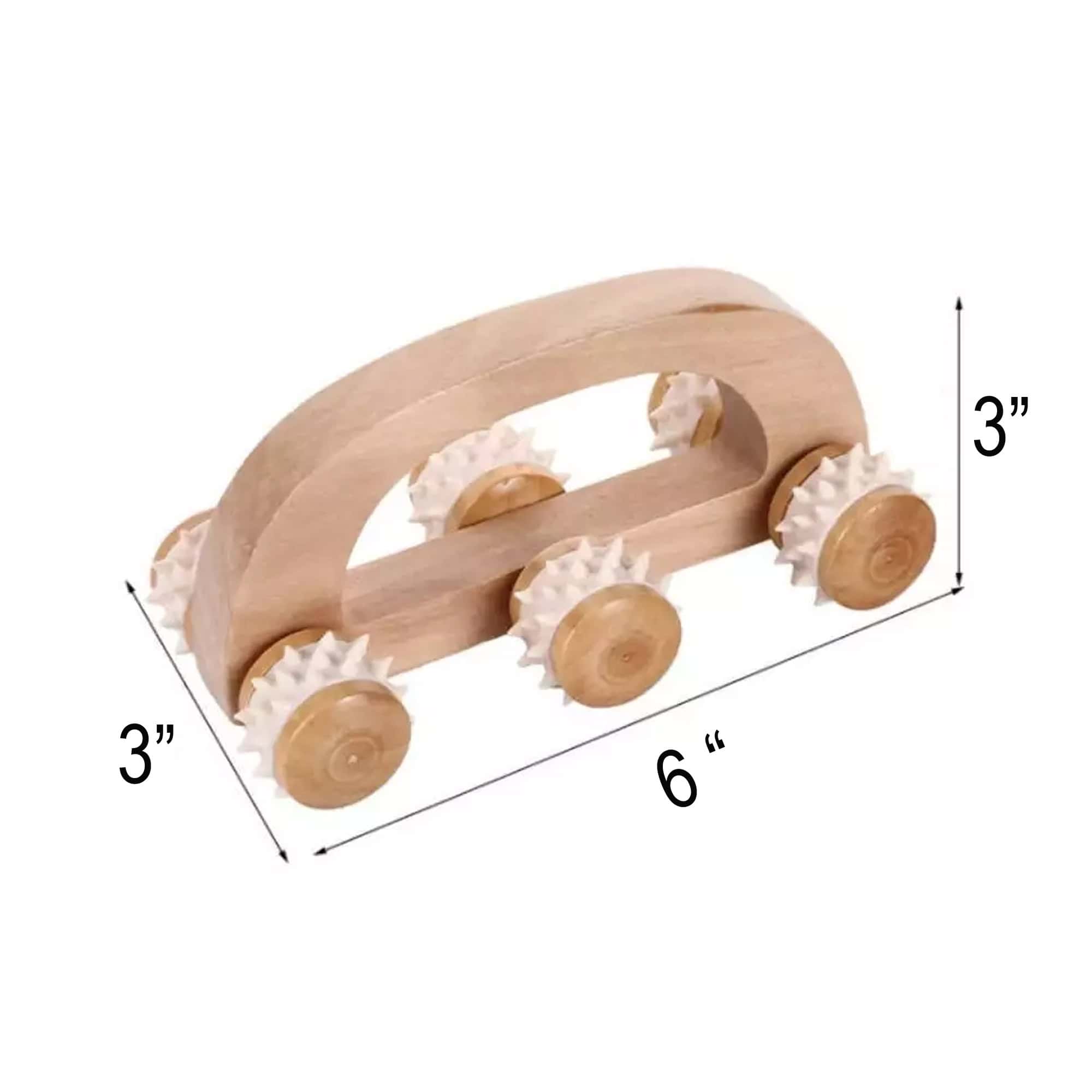 Evideco Wooden Handheld 6-Wheel Massage Roller – Deep Tissue Muscle Relaxation Stress Relief And Circulation Booster Spa Wellness Accessories