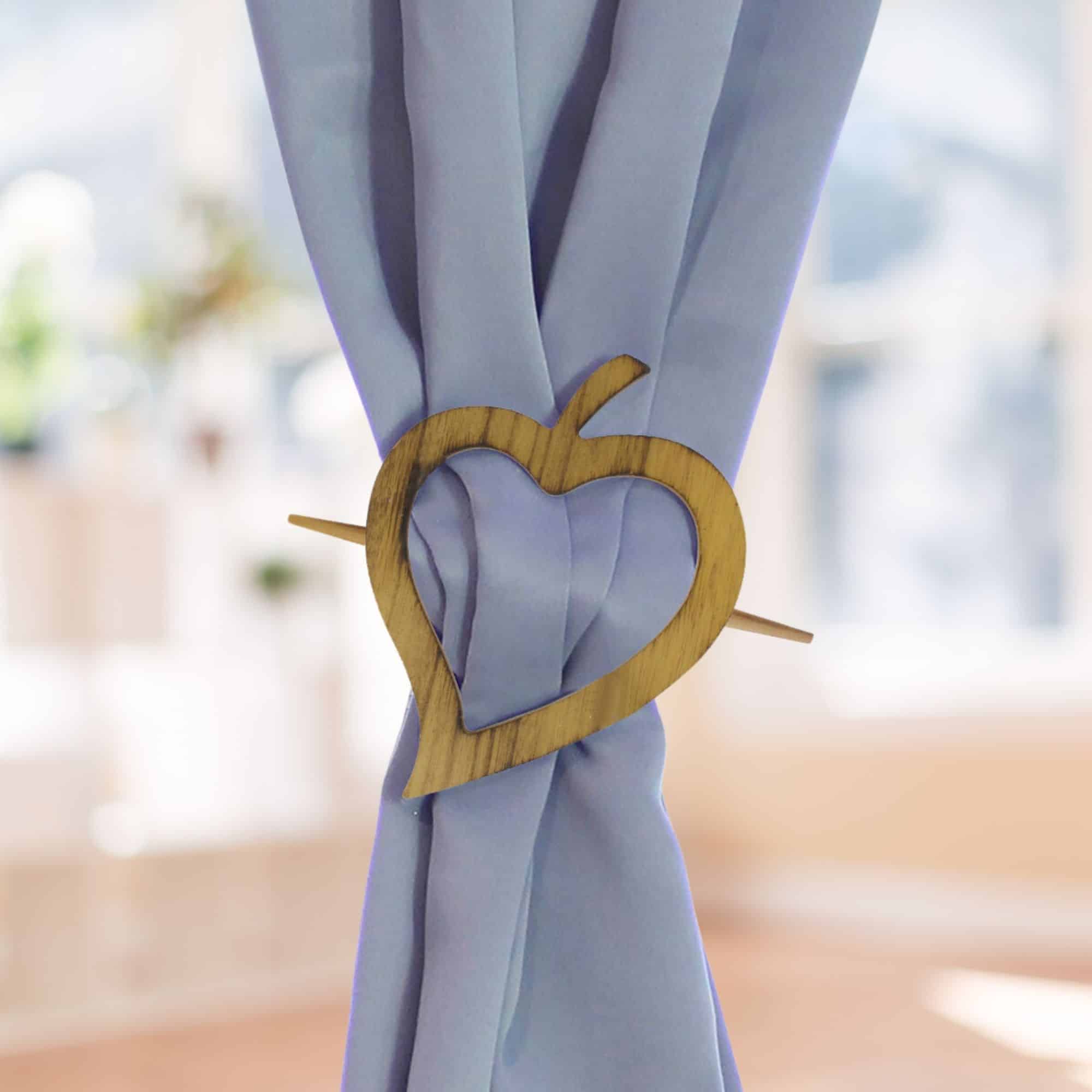 Evideco Wooden Heart Curtain Tieback – Decorative And Functional Design – Natural Home Accessories Tie Backs & Magnets Wood Tie Backs Large Tie Backs For Window Curtains & Drapes