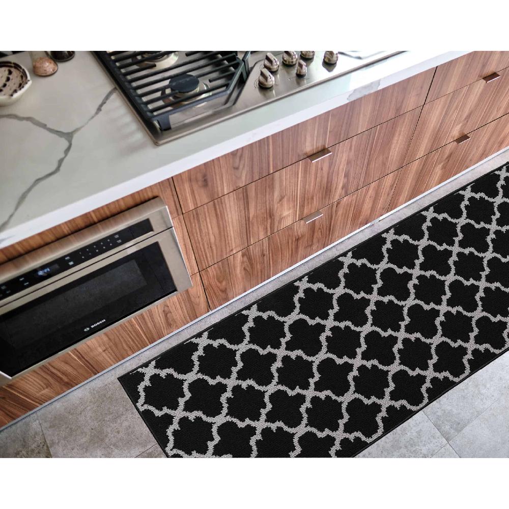 Evideco Wool Effect Arabesque Kitchen Runner Rug 48 X 20 Black Gray Home Accessories Kitchen Mats