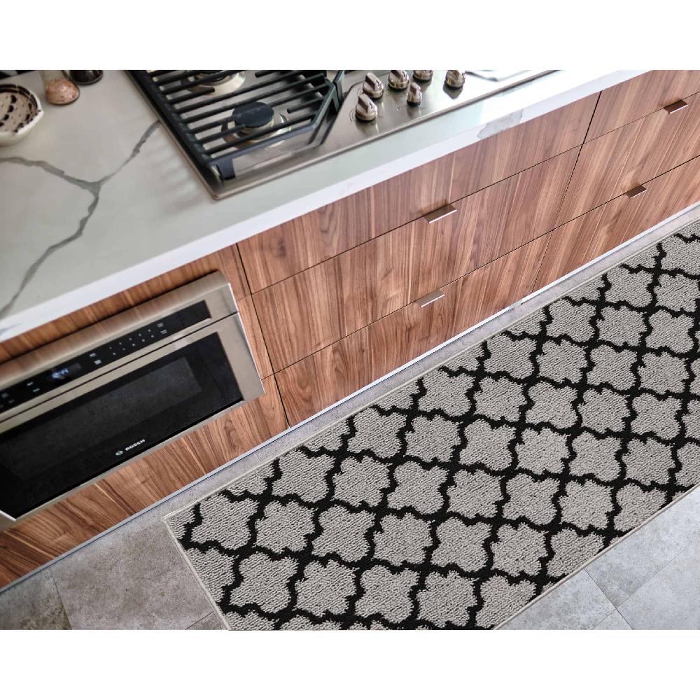 Evideco Wool Effect Arabesque Kitchen Runner Rug 48 X 20 Gray Black Home Accessories Kitchen Mats
