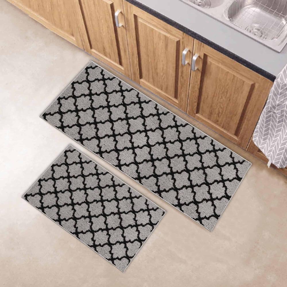 Evideco Wool Effect Arabesque Kitchen Runner Rug 48 X 20 Gray Black Home Accessories Kitchen Mats