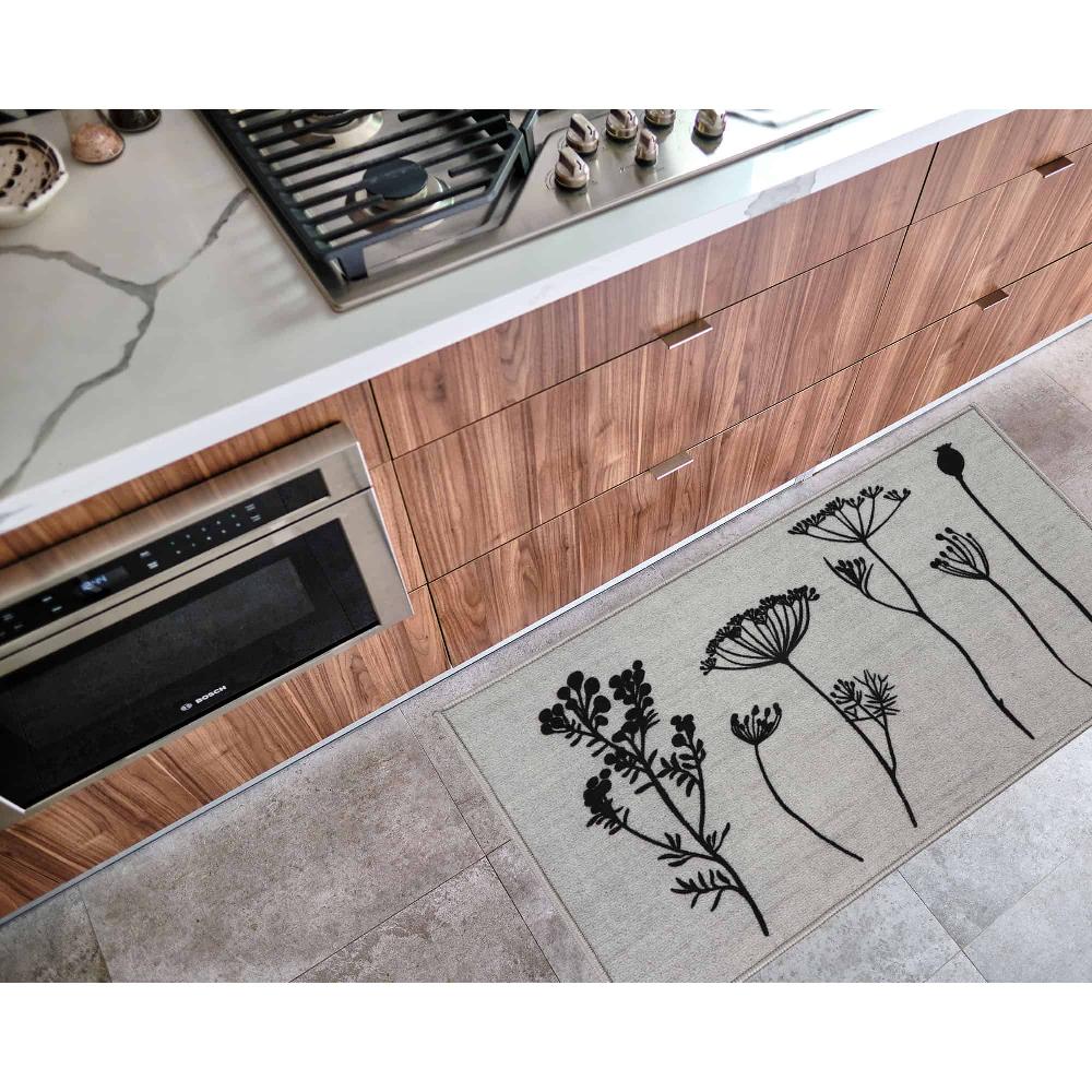 Evideco Wool Effect Wildflowers Kitchen Mat 32 X 20 Inches Gray Black Home Accessories Kitchen Mats
