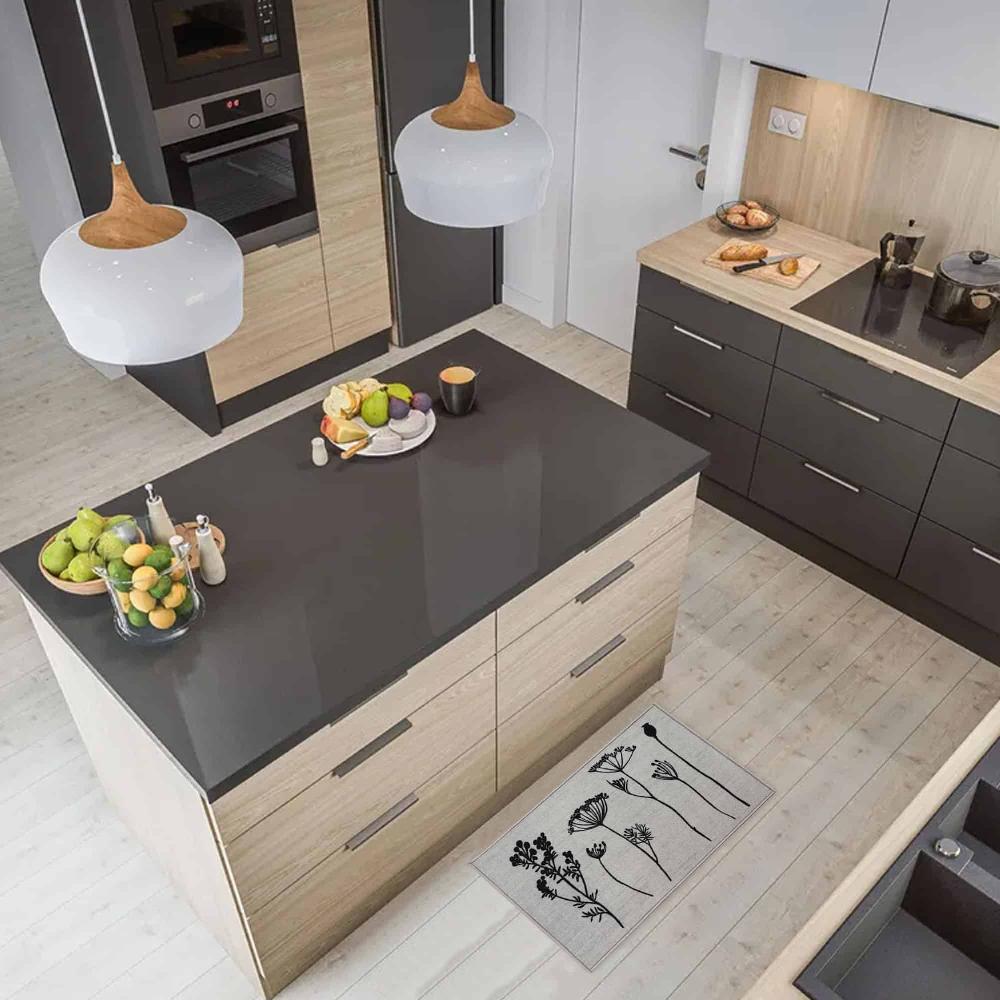 evideco Wool Effect Wildflowers Kitchen Mat 32 x 20 Inches Gray Black Home Accessories Kitchen Mats