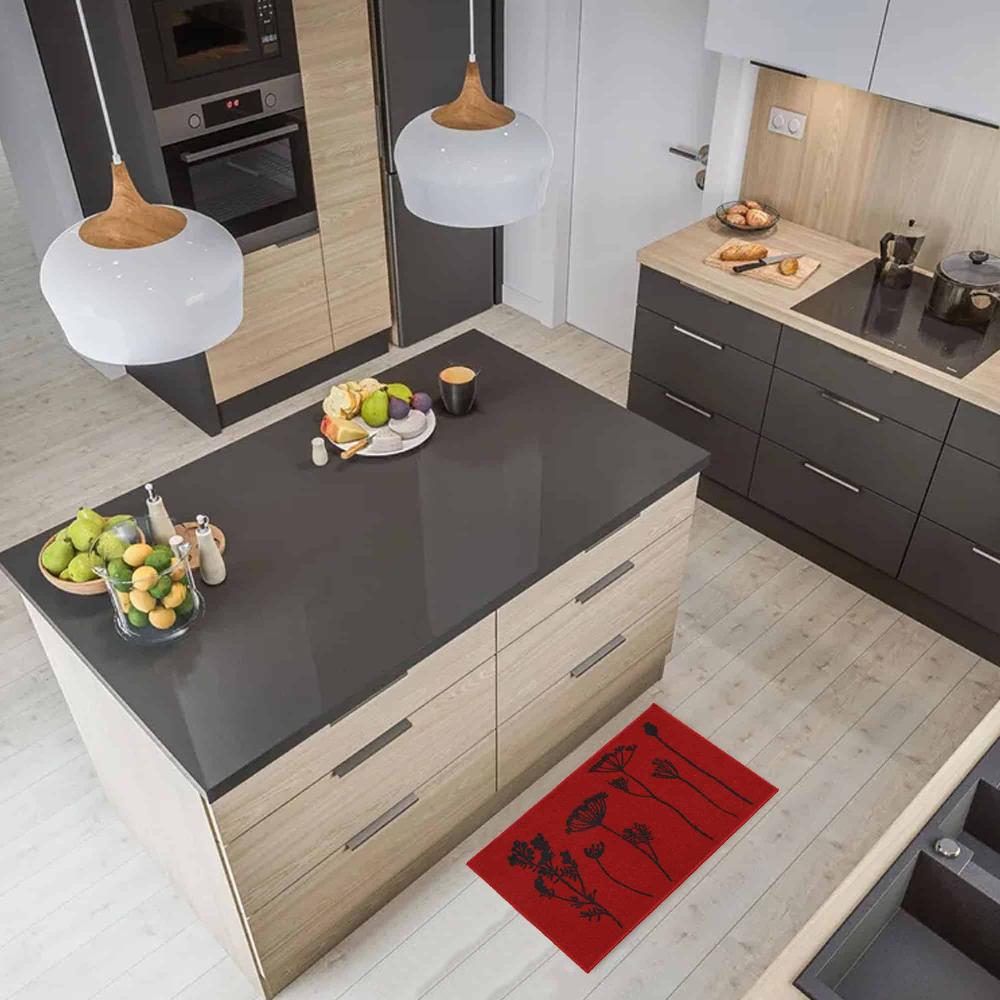 evideco Wool Effect Wildflowers Kitchen Mat 32 x 20 Inches Red Black Home Accessories Kitchen Mats