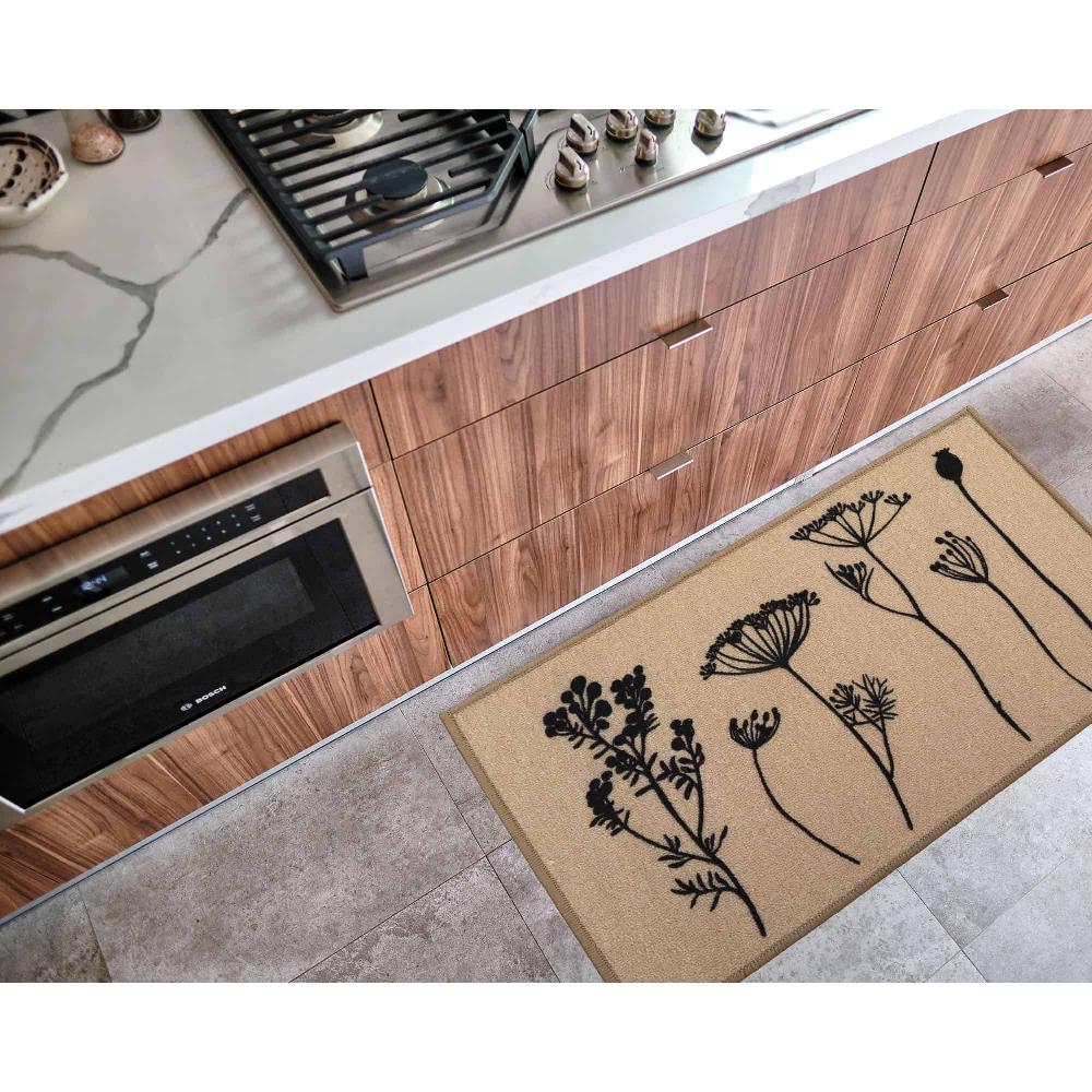 Evideco Wool Effect Wildflowers Kitchen Mat 32 X 20 Inches Tan Black Home Accessories Kitchen Mats