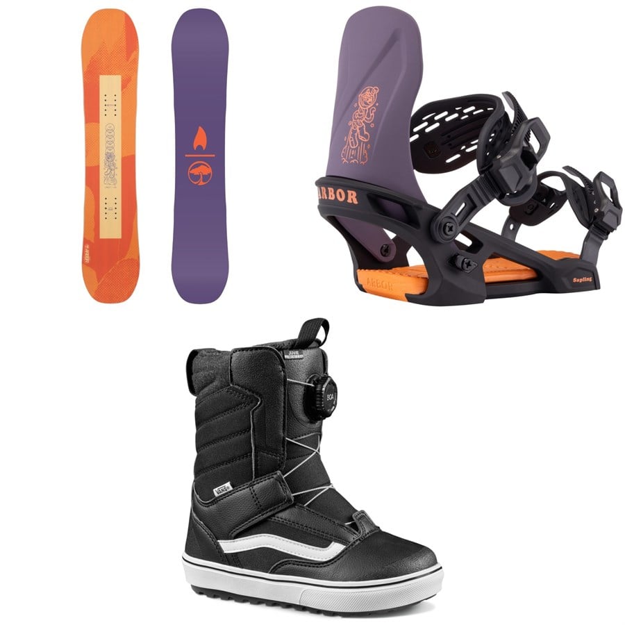 Evo Arbor Cavet Snowboard + Sapling Snowboard Bindings + Vans Juvie Linerless Snowboard Boots - Kids' 2026