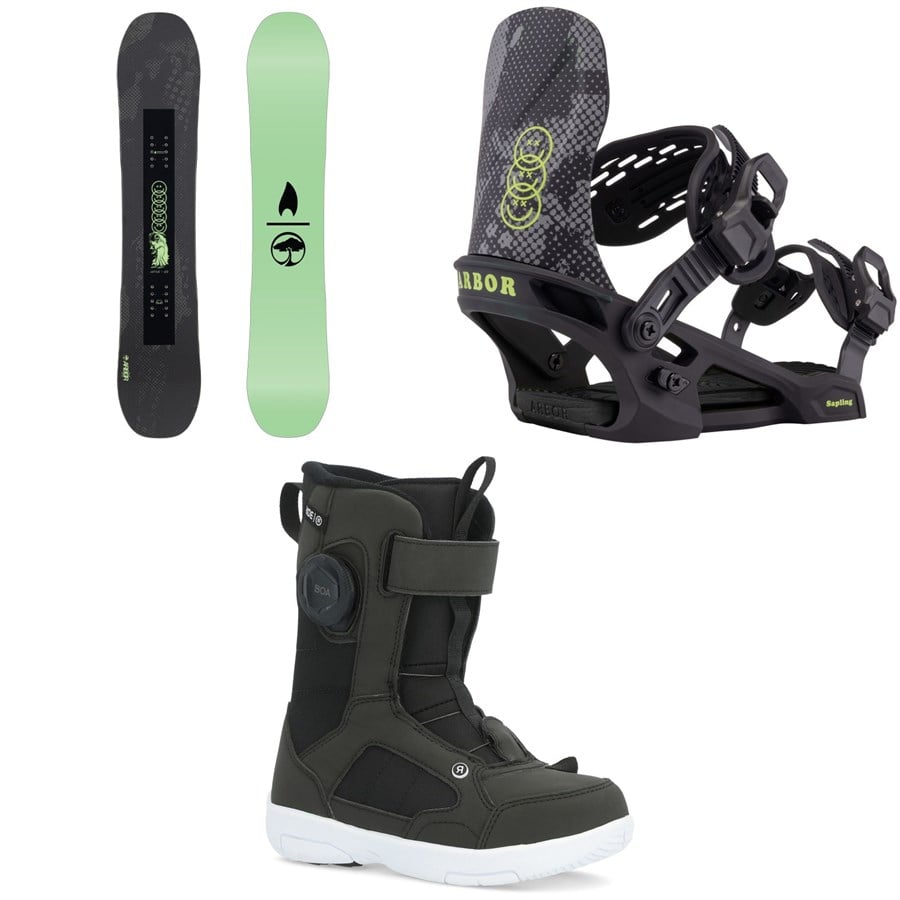 evo Arbor Votive Snowboard + Sapling Snowboard Bindings + Ride Norris Snowboard Boots - Kids 2026
