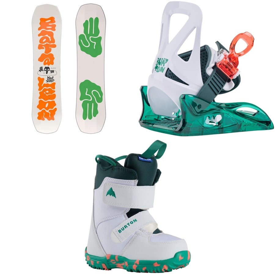 evo Bataleon Minishred Snowboard + Burton Mini Grom Snowboard Binding + Mini Grom Snowboard Boots - Kids' 2026