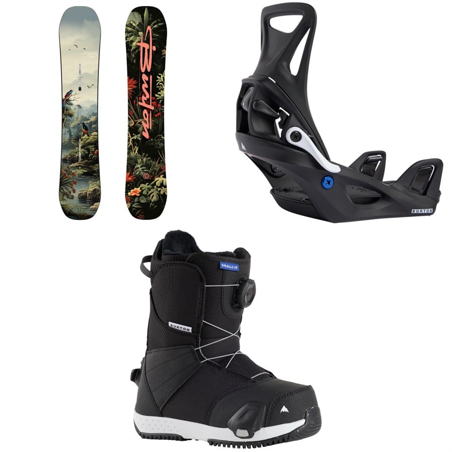evo Burton Custom Smalls Snowboard + Step On Snowboard Bindings + Smalls Step On Snowboard Boots - Kids' 2026