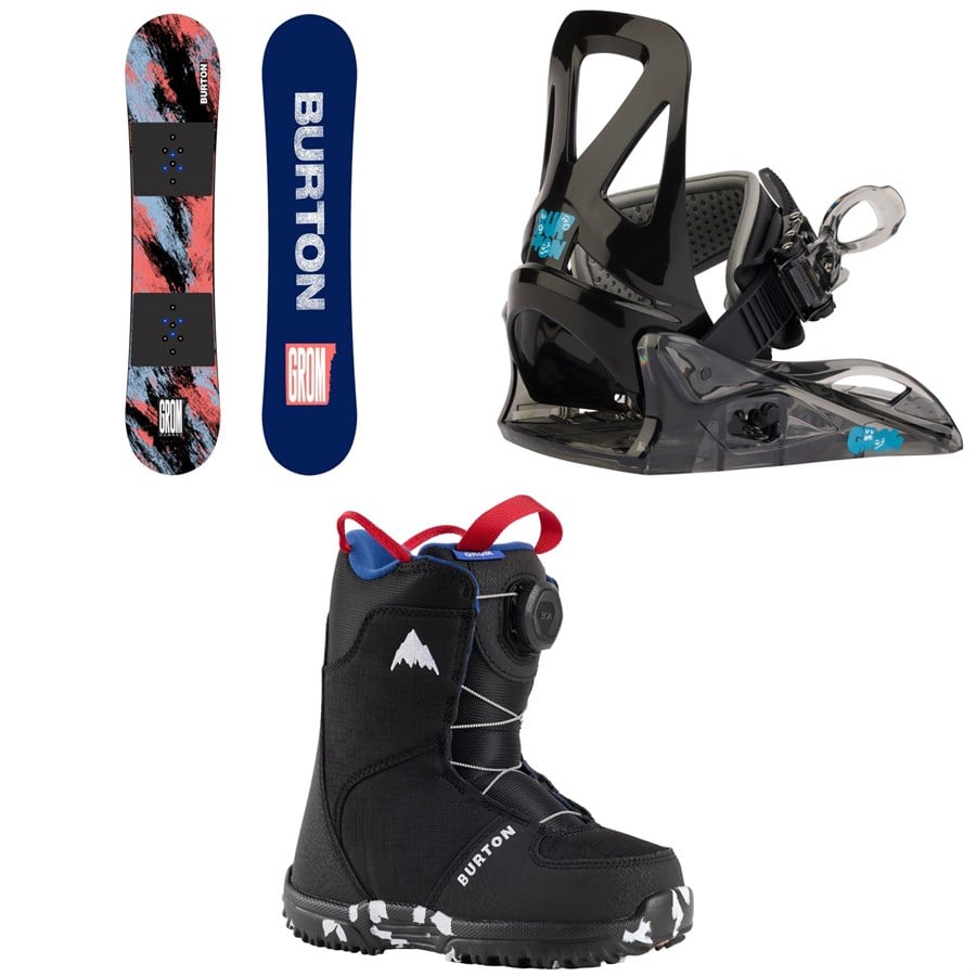 evo Burton Grom Camber Snowboard + Grom Snowboard Bindings + Grom BOA Snowboard Boots - Kids' 2026