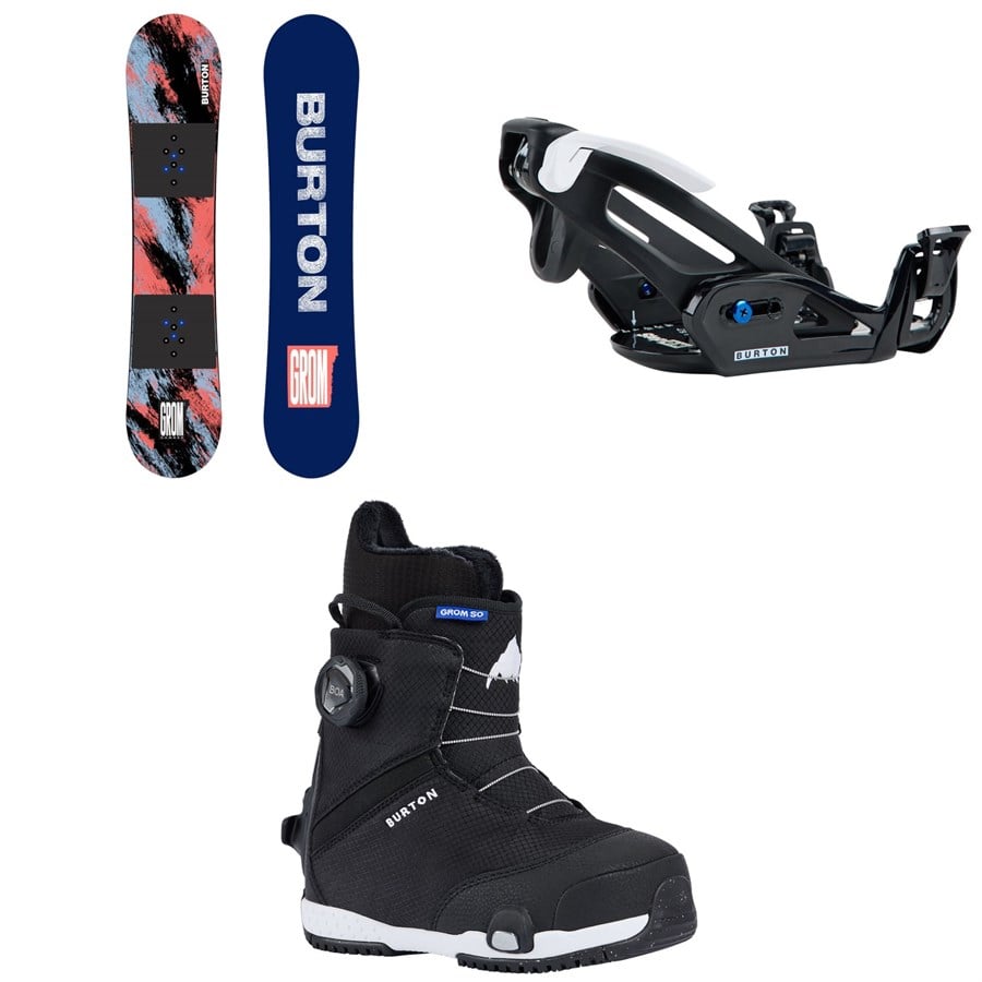 Evo Burton Grom Camber Snowboard + Step On Grom Snowboard Bindings + Step On Grom Snowboard Boots - Kids' 2026