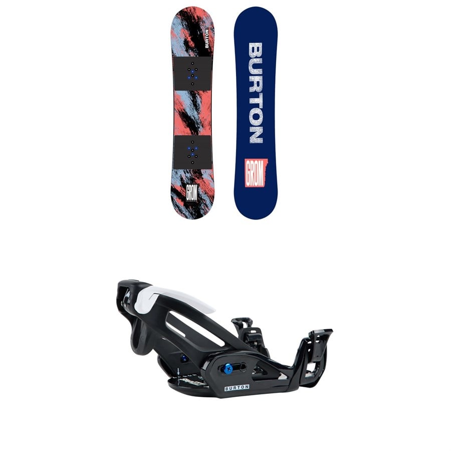 evo Burton Grom Camber Snowboard + Step On Grom Snowboard Bindings - Kids' 2026