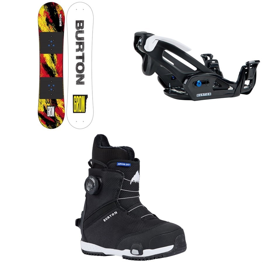 Evo Burton Grom Snowboard + Step On Grom Snowboard Bindings + Grom Step On Snowboard Boots - Kids 2026