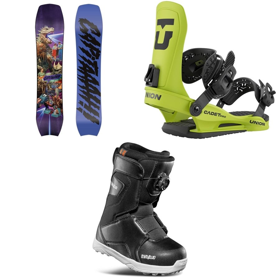 evo CAPiTA Children Of The Pow Snowboard + Union Cadet Pro Snowboard Bindings + thirtytwo Lashed Boa Snowboard Boots - Kids' 2026