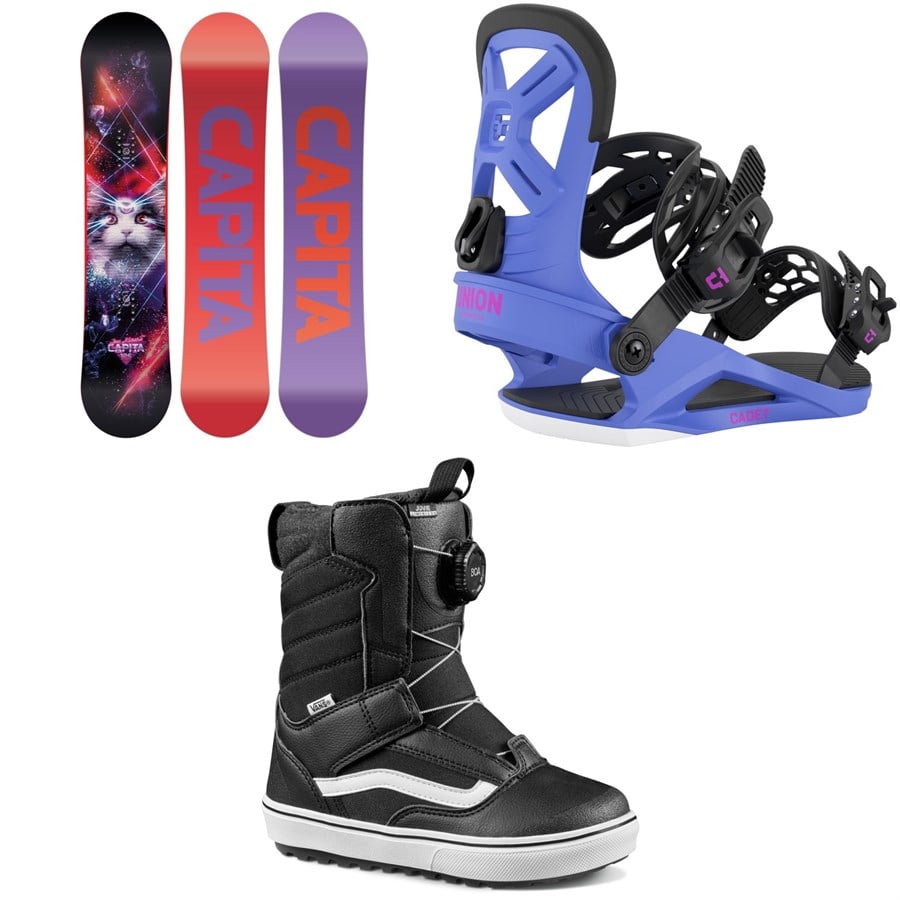 evo CAPiTA Jess Kimura Mini Snowboard + Union Cadet Snowboard Bindings + Vans Juvie Linerless Snowboard Boots - Kids' 2026