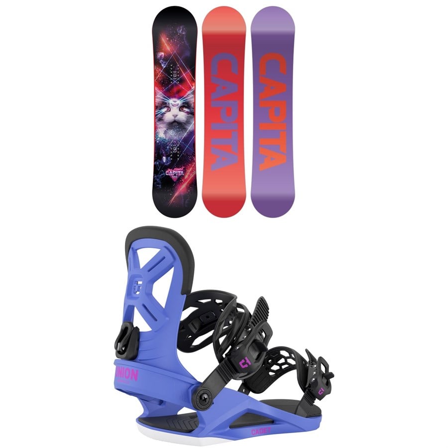 evo CAPiTA Jess Kimura Mini Snowboard + Union Cadet Snowboard Bindings - Kids' 2026