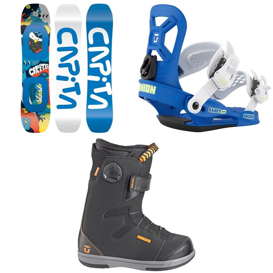 evo CAPiTA Micro Mini Snowboard + Union Cadet Mini Snowboard Bindings + Cadet Snowboard Boots - Kids' 2026