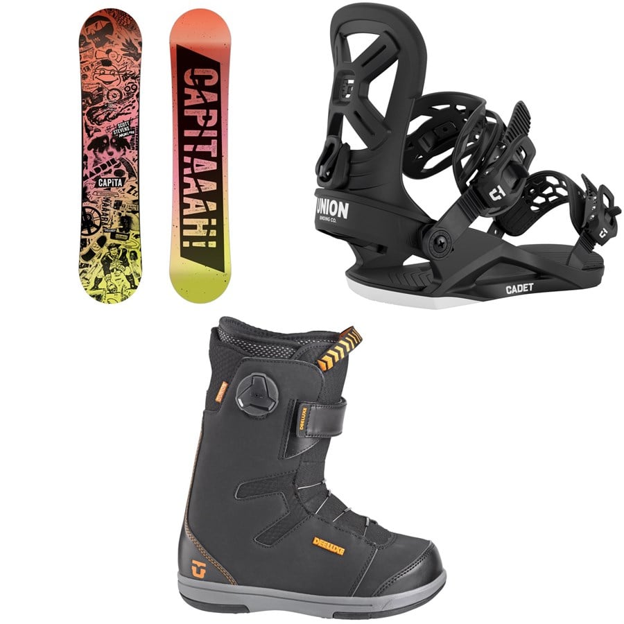 evo CAPiTA Scott Stevens Mini Snowboard + Union Cadet Snowboard Bindings + Cadet Snowboard Boots - Kids' 2026