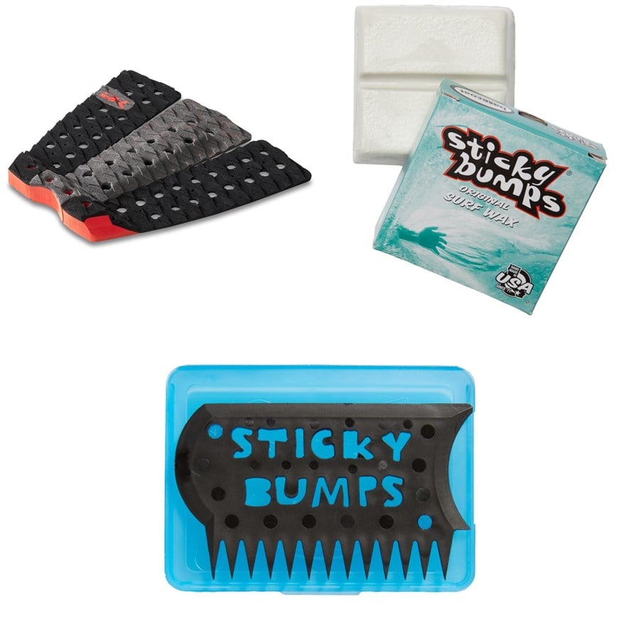 evo Dakine Launch Traction Pad + Sticky Bumps Basecoat Wax + Wax Comb & Box