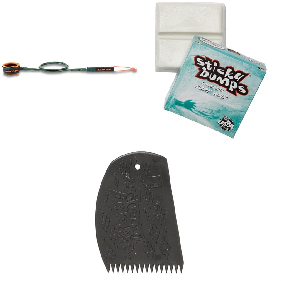 evo Dakine Procomp 6' Leash + Sticky Bumps Basecoat Wax + Easy Grip Wax Comb