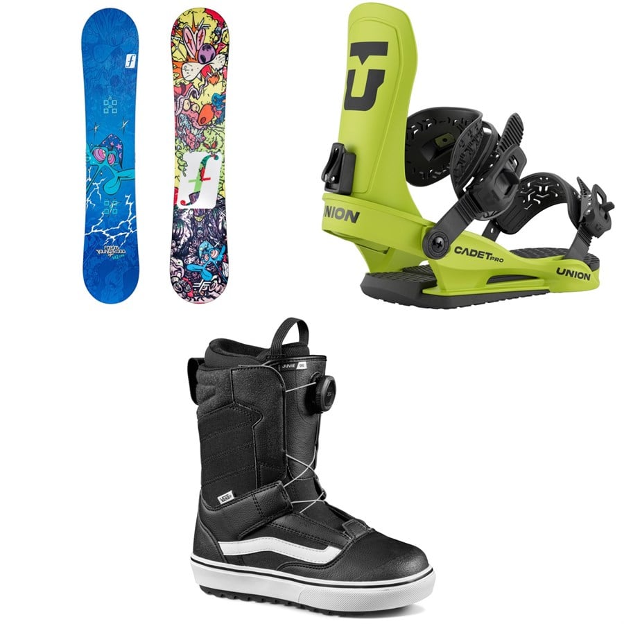 Evo Forum Youngblood Mini Snowboard + Union Cadet Pro Snowboard Bindings + Vans Juvie OG Snowboard Boots - Kids' 2026