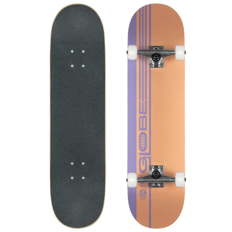 evo Globe G0 Strype Hard Dusty Orange/Lavender 7.75 Complete Skateboard