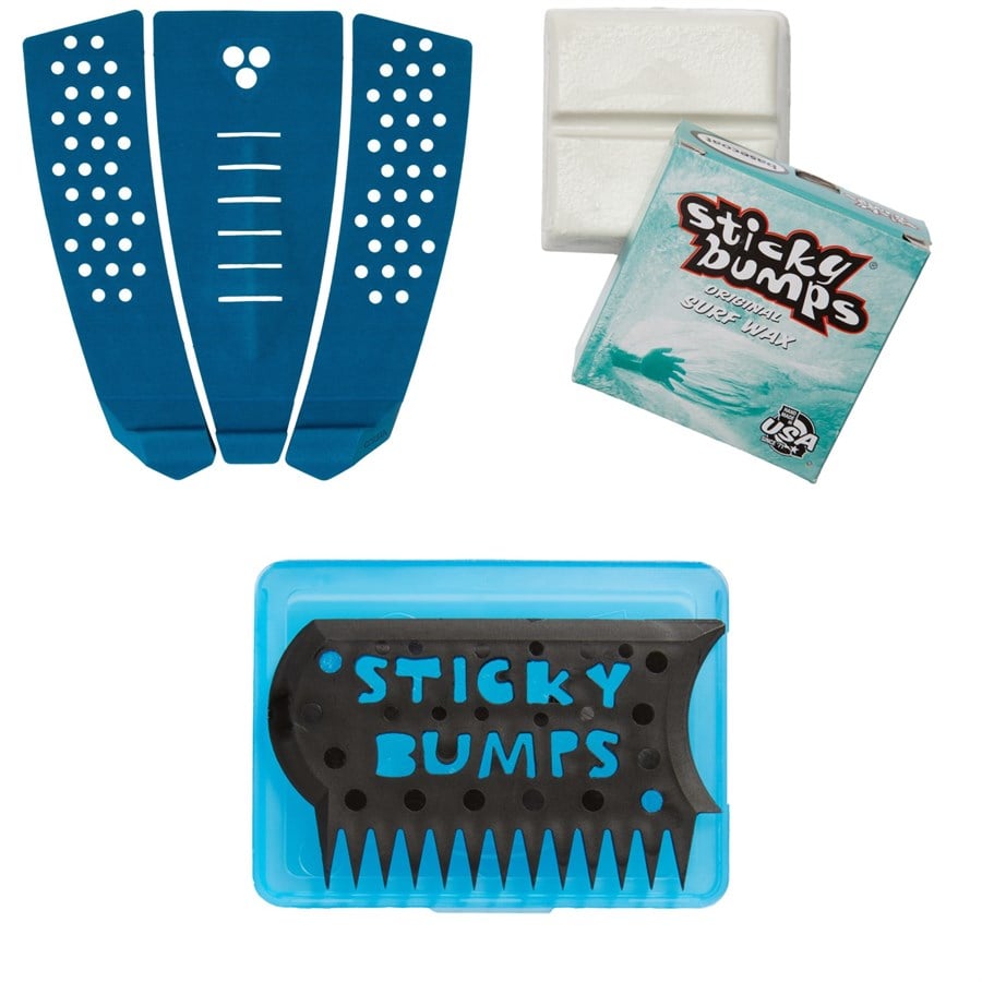 Evo Gorilla Grip Skinny Three Traction Pad + Sticky Bumps Basecoat Wax + Wax Comb & Box