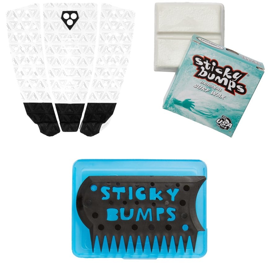 evo Gorilla Grip Tres Traction Pad + Sticky Bumps Basecoat Wax + Wax Comb & Box