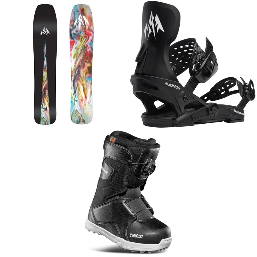 Evo Jones Mini Mind Expander Snowboard + Asteroid Snowboard Bindings + Thirtytwo Lashed Boa Snowboard Boots - Kids' 2026