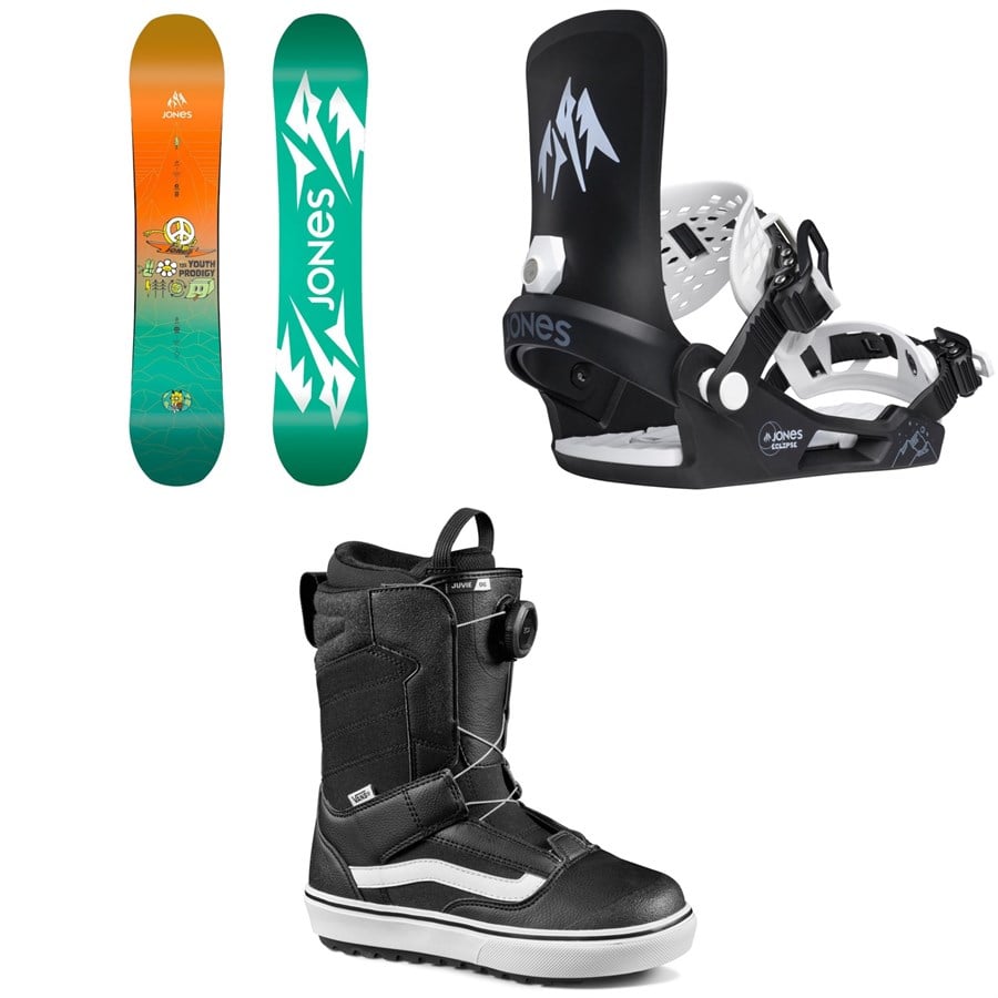 evo Jones Prodigy Snowboard + Eclipse Snowboard Bindings + Vans Juvie OG Snowboard Boots - Kids' 2026