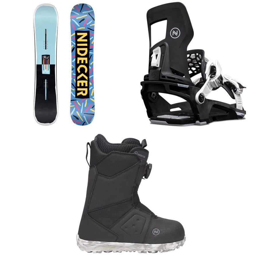 evo Nidecker Cheat Code Snowboard + Prime Snowboard Bindings + Micron Snowboard Boots - Kids' 2026