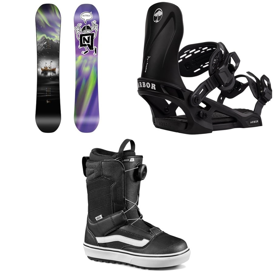 Evo Nitro Future Team Pro X Marcus Kleveland Snowboard + Arbor Sapling Snowboard Bindings + Vans Juvie OG Snowboard Boots - Kids' 2026