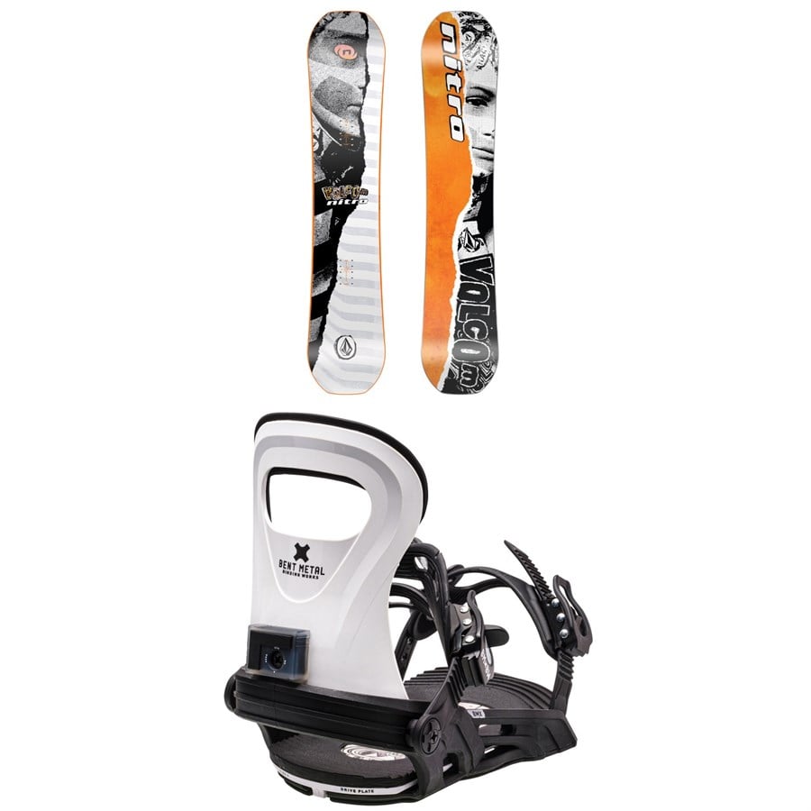 evo Nitro Ripper x Volcom Snowboard + Bent Metal BMX Snowboard Bindings - Kids' 2026