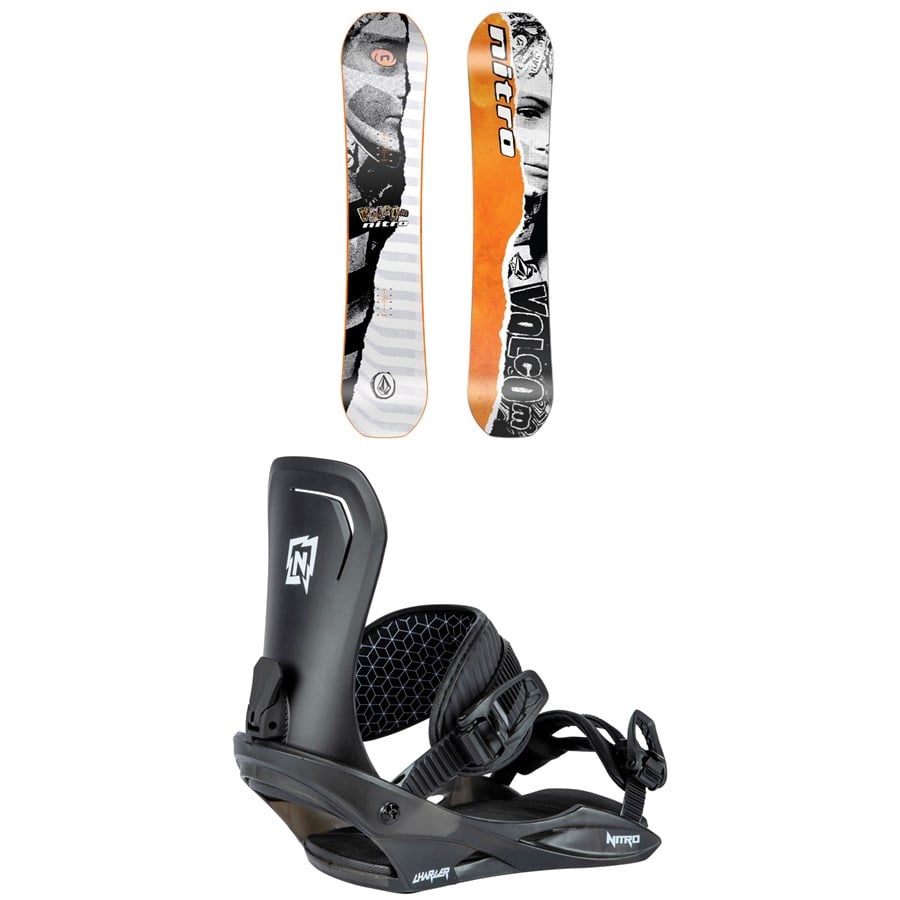 Evo Nitro Ripper X Volcom Snowboard + Charger Snowboard Bindings - Kids'