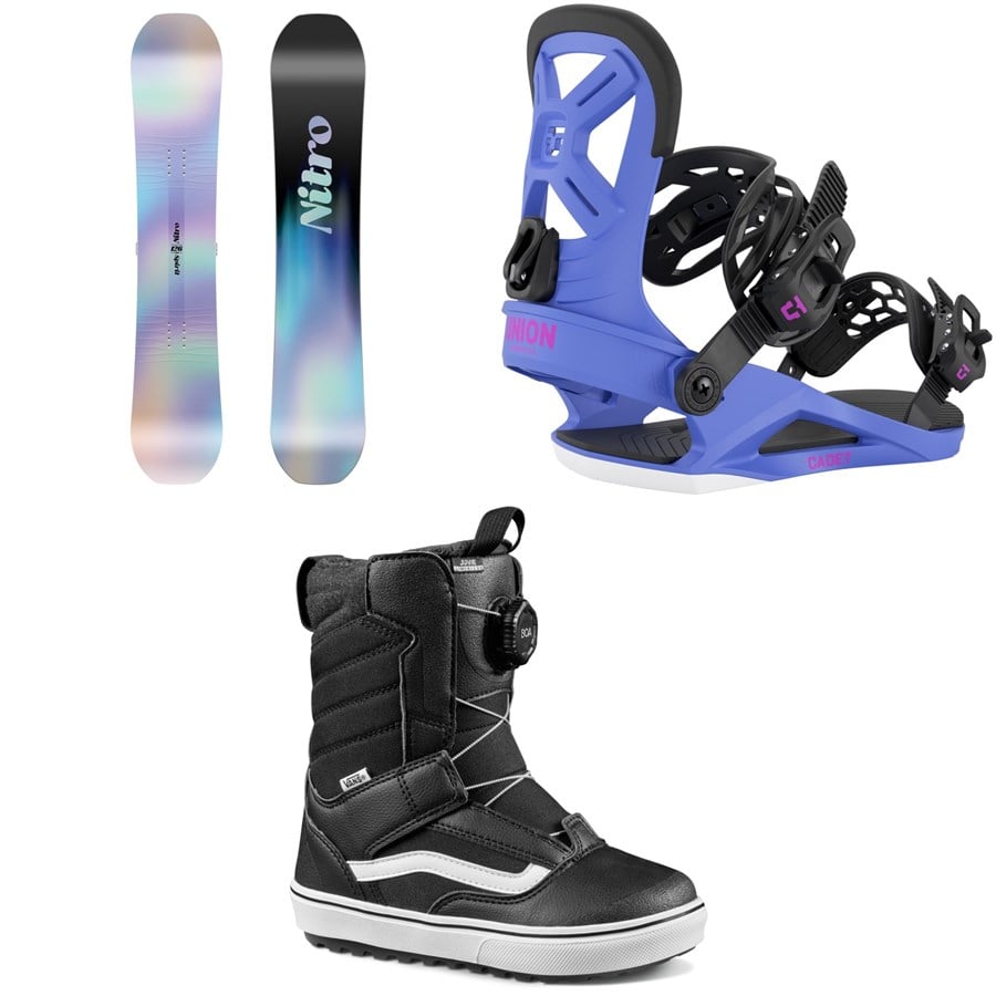 Evo Nitro Spirit Snowboard + Union Cadet Snowboard Bindings + Vans Juvie Linerless Snowboard Boots - Kids' 2026
