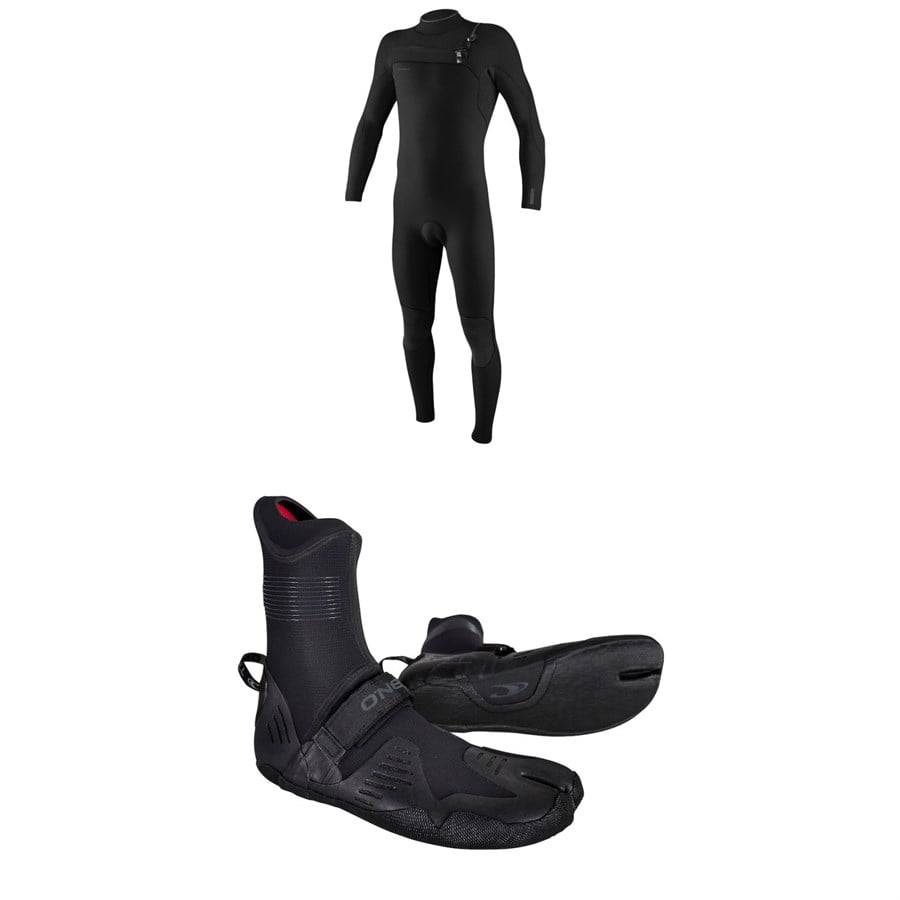 evo O'Neill 4/3+ Hyperfreak Chest Zip Wetsuit + 3/2 Psycho Tech Split Toe Wetsuit Boots