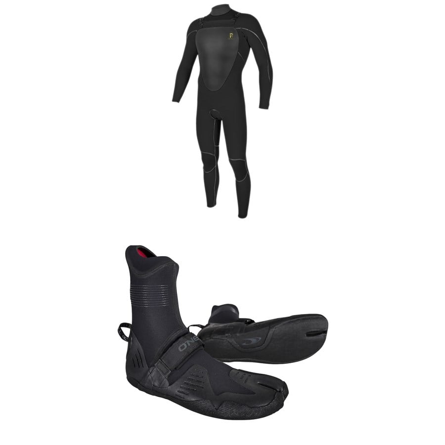 Evo O'Neill 4.5/3.5 Mutant Legend Chest Zip Hooded Wetsuit + 3/2 Psycho Tech Split Toe Wetsuit Boots