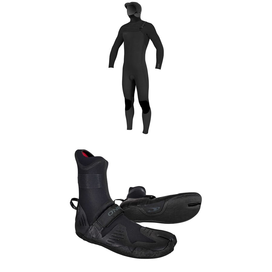 evo O'Neill 5/4+ Hyperfreak Chest Zip Hooded Wetsuit + 5mm Psycho Tech ST Wetsuit Boots