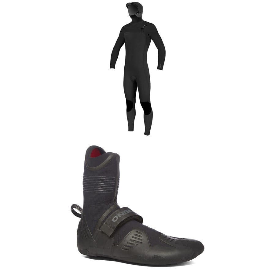 Evo O'Neill 5/4+ Hyperfreak Chest Zip Hooded Wetsuit + 5mm Psycho Tech RT Wetsuit Boots