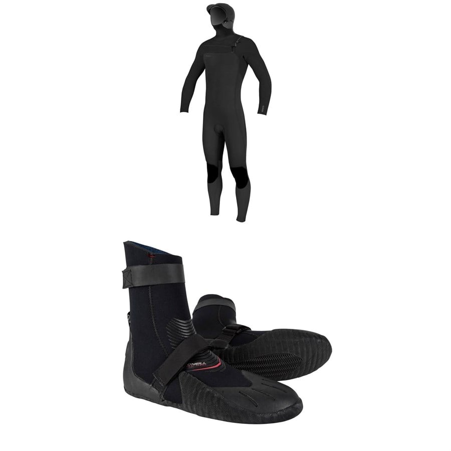 evo O'Neill 5/4+ Hyperfreak Chest Zip Hooded Wetsuit + Heat 5mm Round Toe Boots