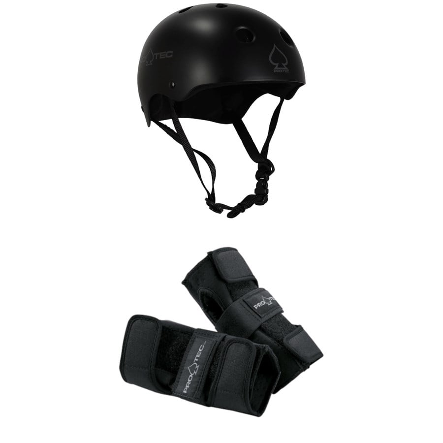 Evo Pro-Tec Classic Skate Skateboard Helmet + Street Skateboard Wrist Pads