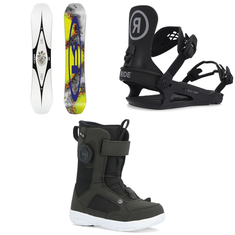 evo Ride Zero Jr Snowboard + K-1 Snowboard Bindings + Norris Snowboard Boots - Kids 2026