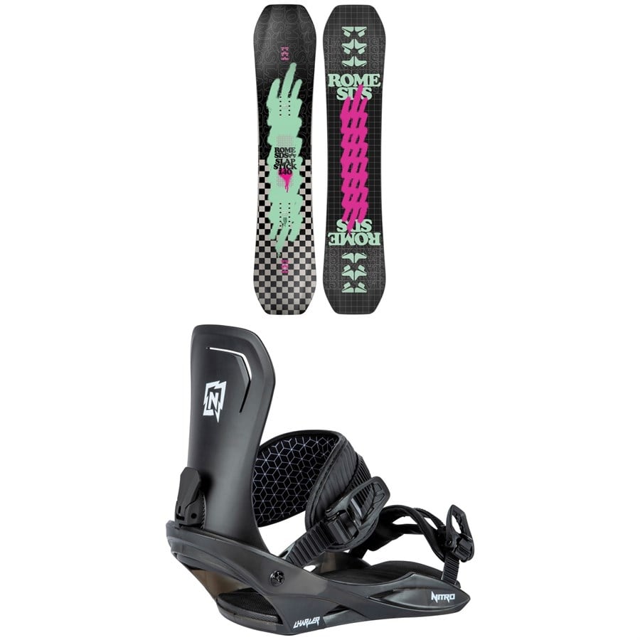 Evo Rome Slapstick Snowboard + Nitro Charger Snowboard Bindings - Kids'