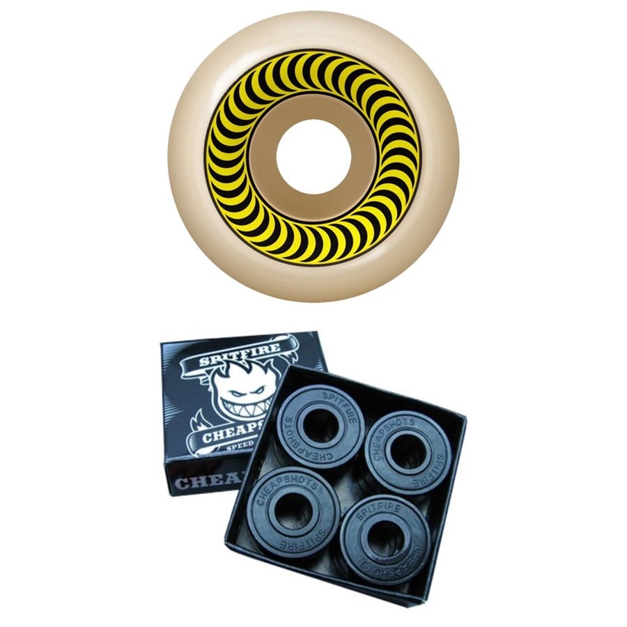 evo Spitfire Formula Four 99a OG Classic Skateboard Wheels + Spitfire Cheapshots Bearings